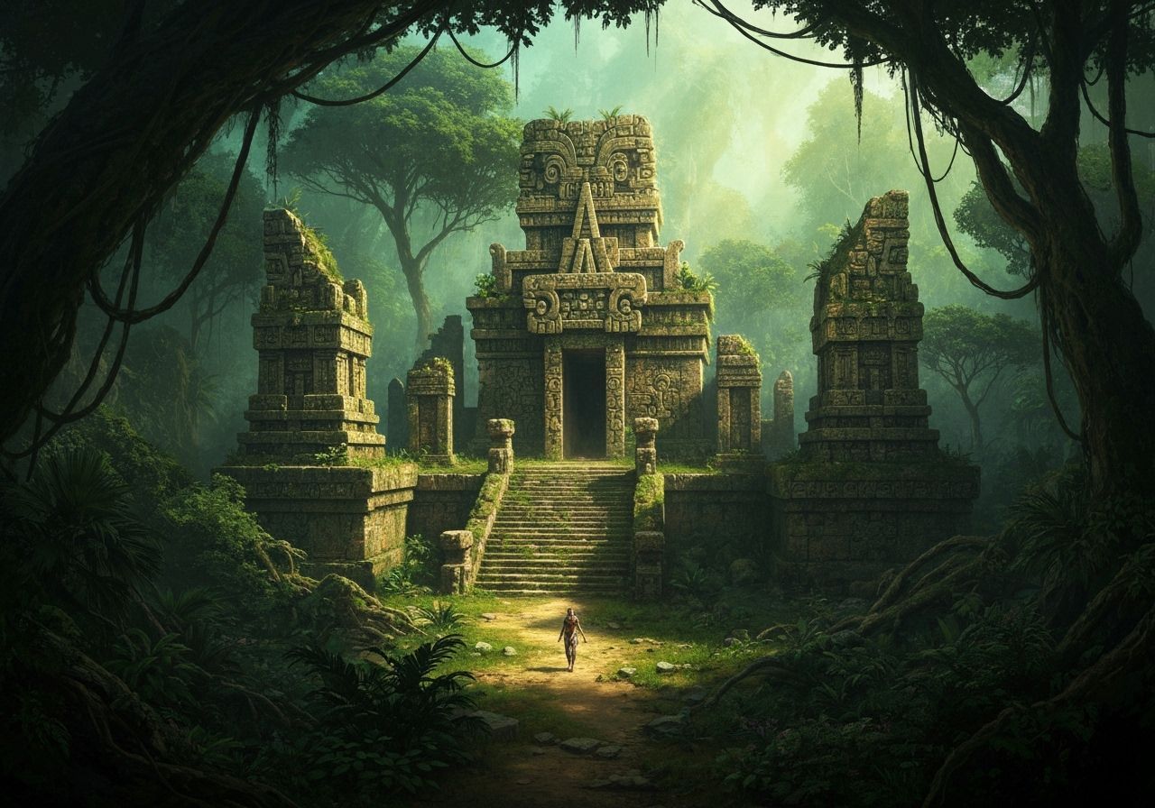 Ancient Jungle Temple Ruins in Dark Fantasy Style