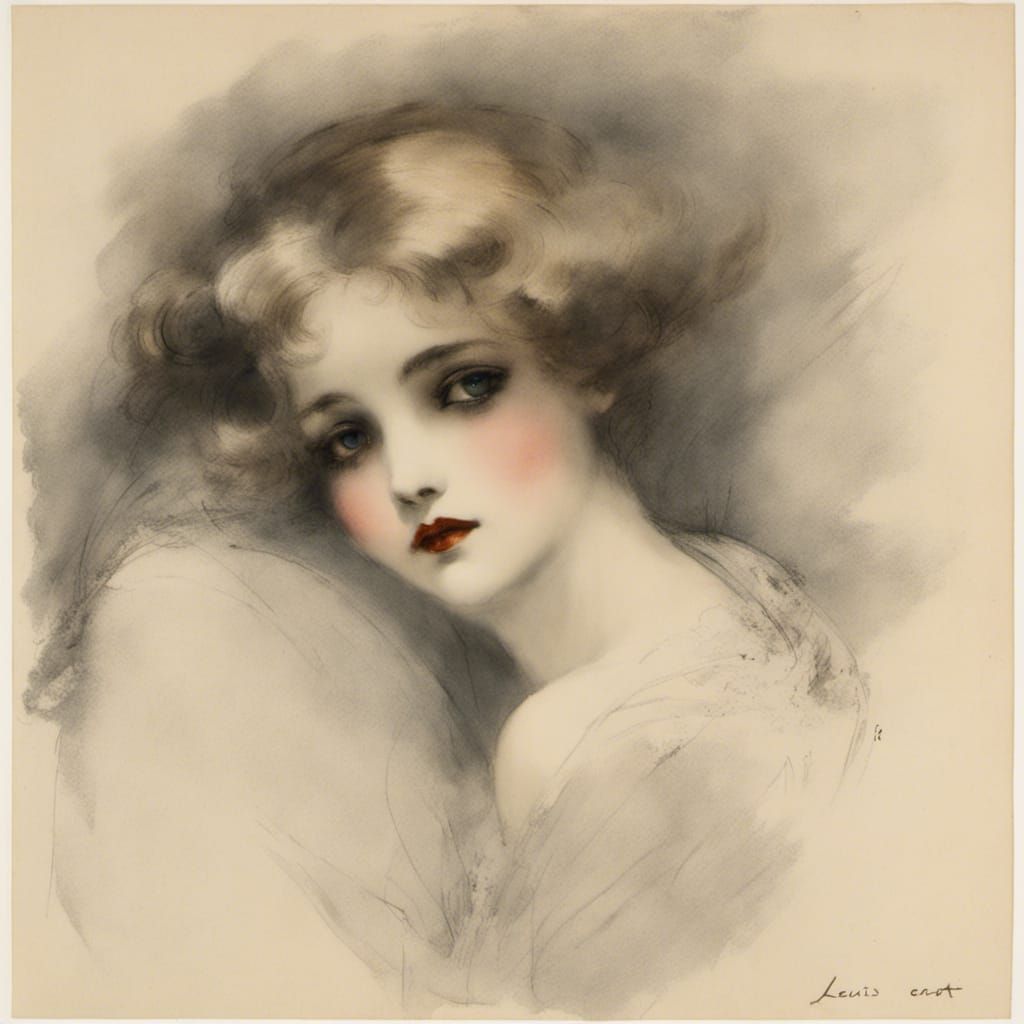 Art Deco Woman Portrait in Icart Style