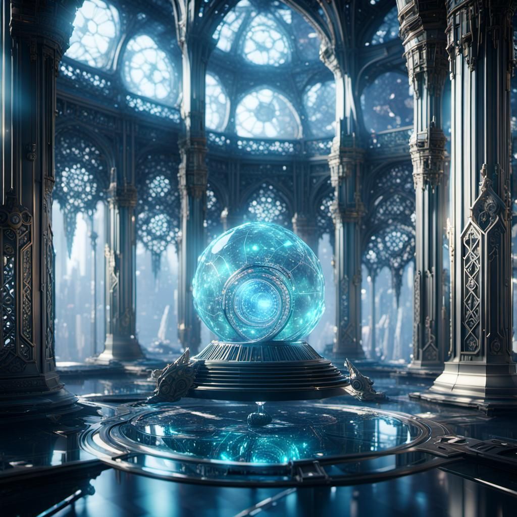 Elven Crystal Palace in Sci-Fi Style