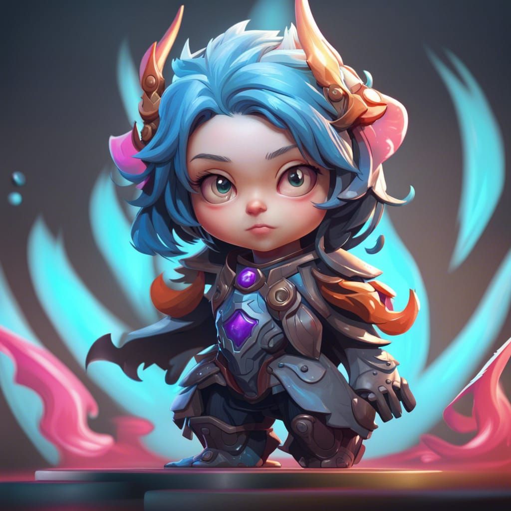 Detailed Chibi Monster Portrait in Digital Art Style