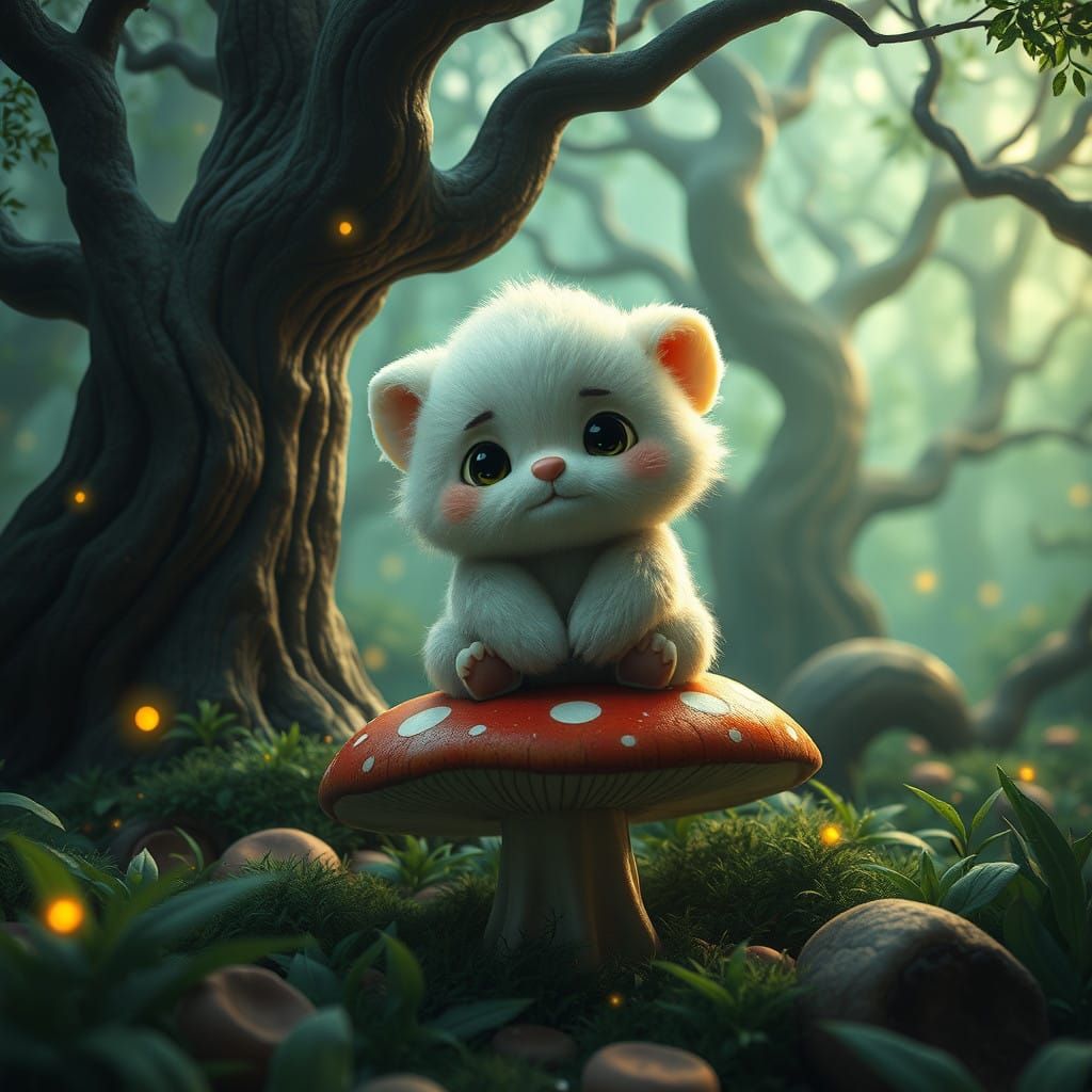 Whimsical Creature in an Enchanted Forest