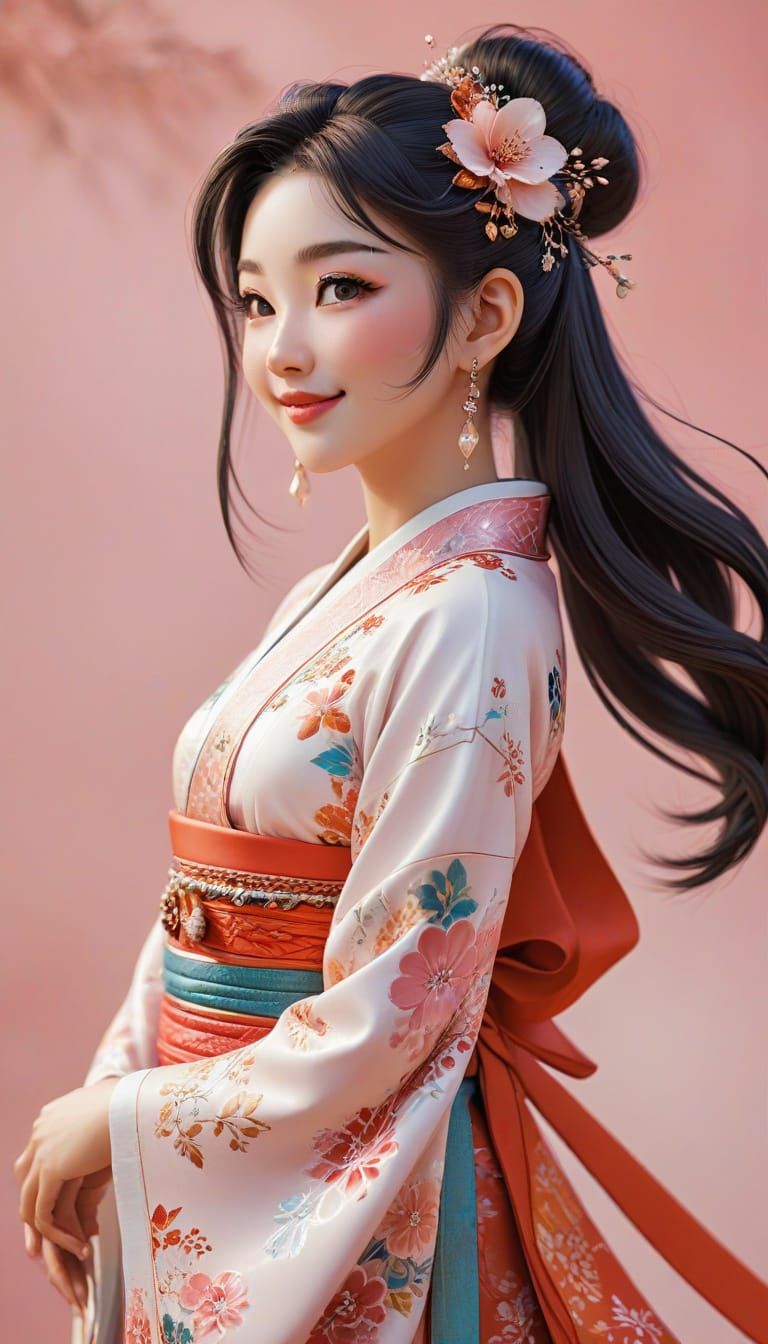 Anime Style Yae Miko Smiling Portrait