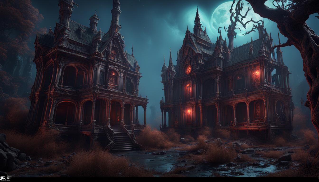Haunted Dimensions in Detailed Matte Painting Style