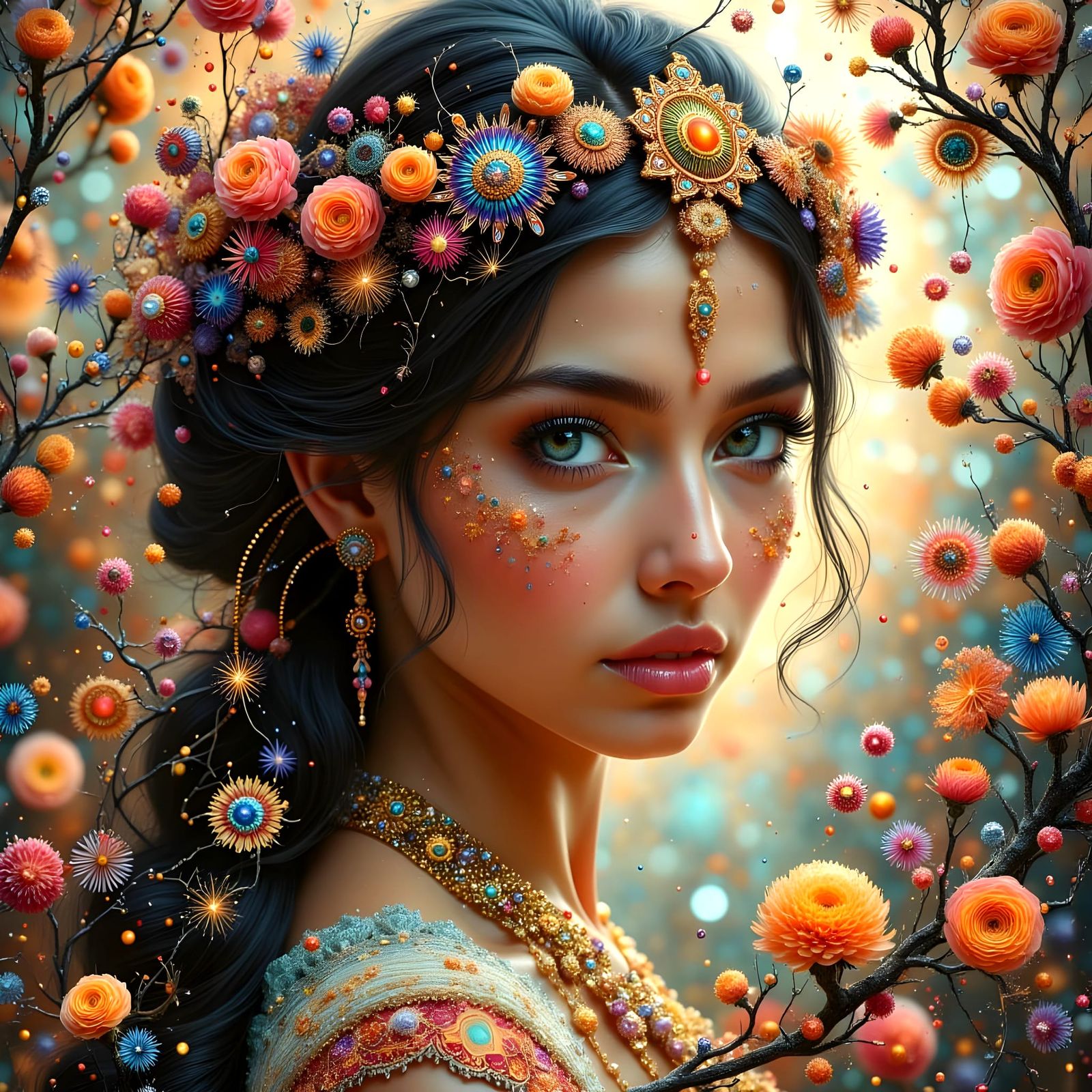 A Beautiful Arabian Princess in Dark Oil Paint Style