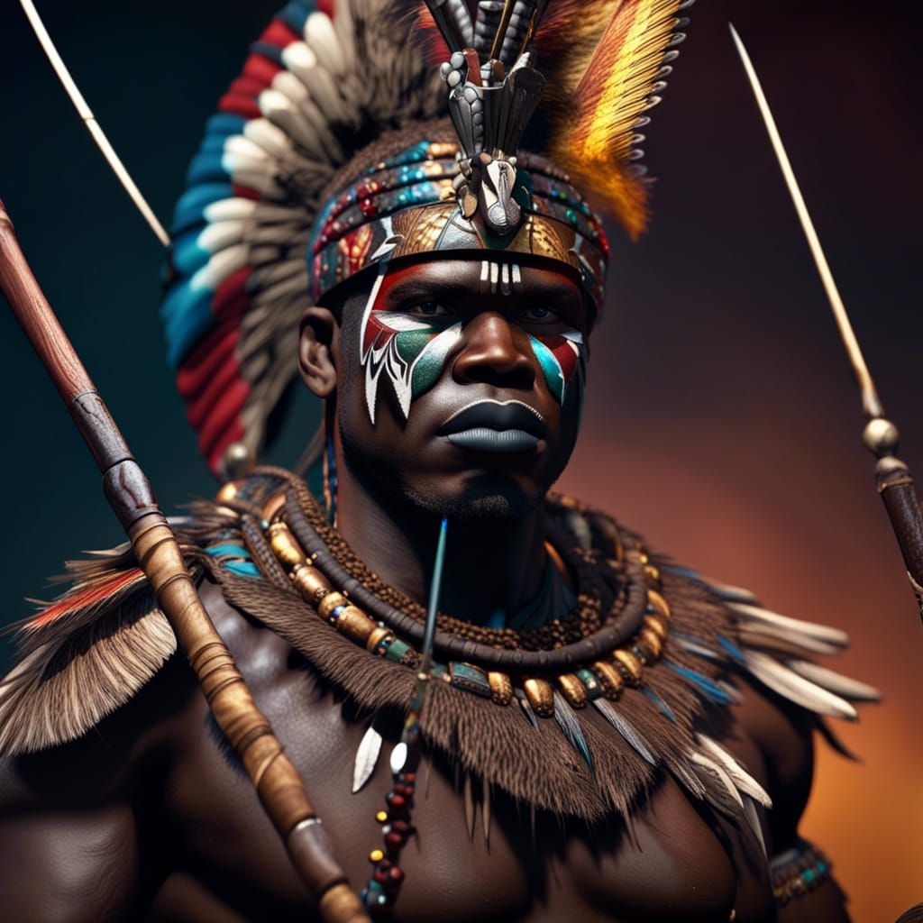 Hyperrealistic Zulu Warrior with Spear in 4K