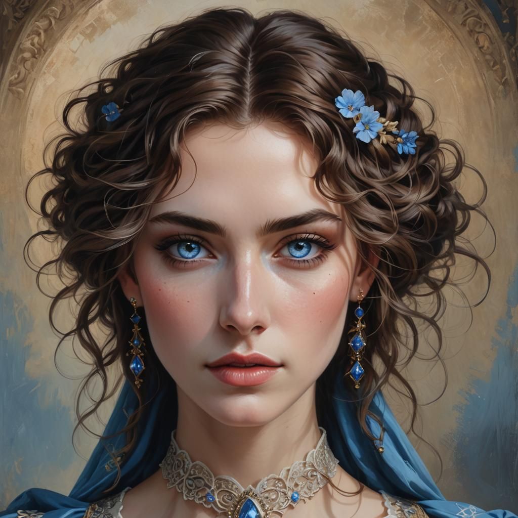 Androgynous Youth in Medieval Dress, Acrylic Painting