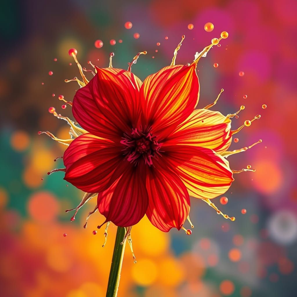 Hyperrealistic Balsam Flower in Vibrant, Dreamlike Setting