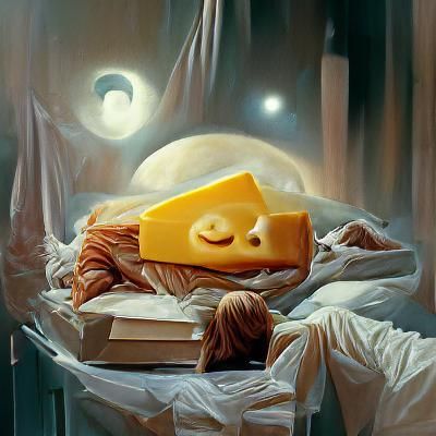 Surreal Cheese Dreamscape in Oil Painting Style