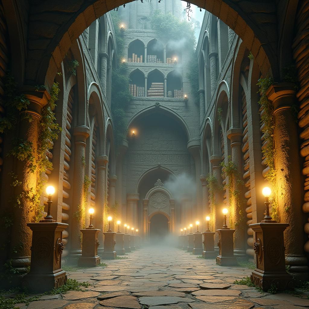 Mystical Fantasy Scroll Archive in Mage Tower