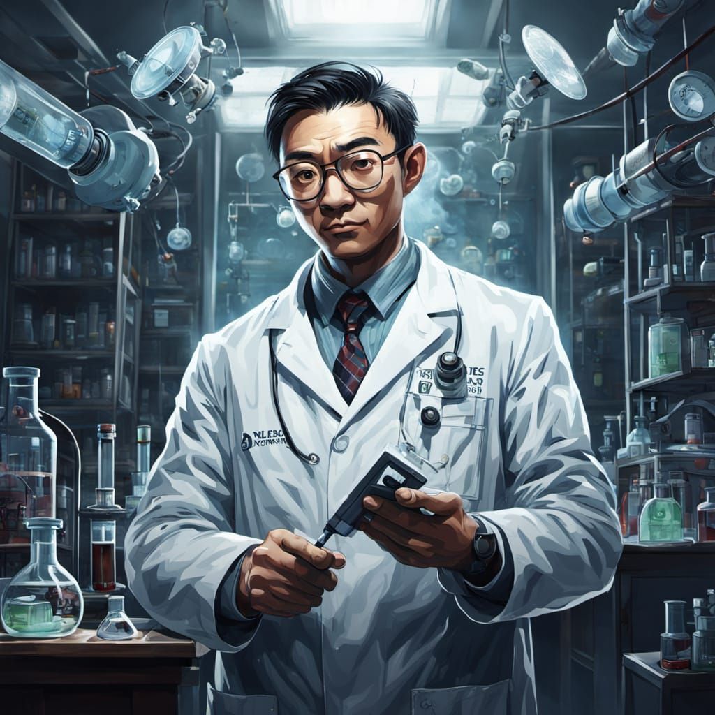 Scientist in Graphic Sci-Fi Style