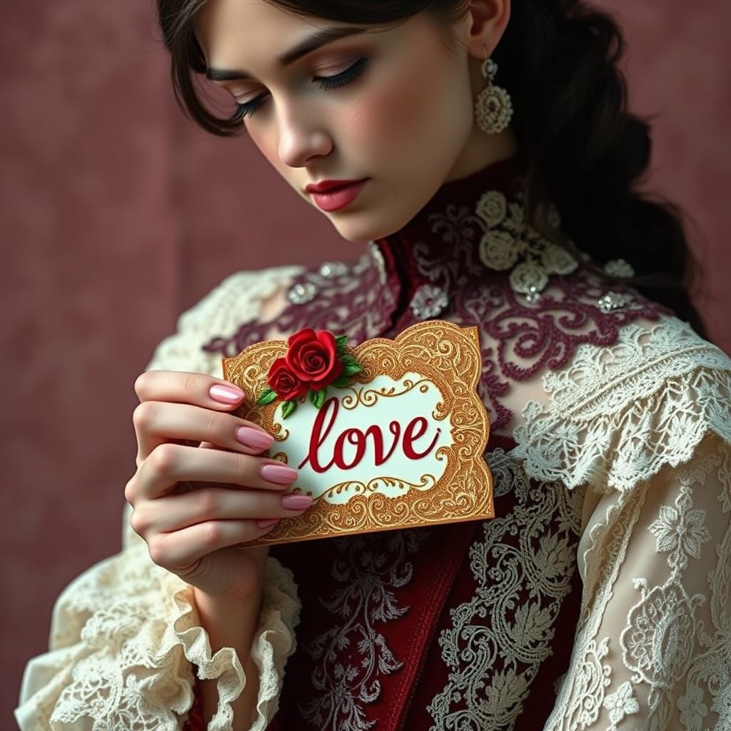 Ethereal Victorian Beauty with Valentine's Day Card