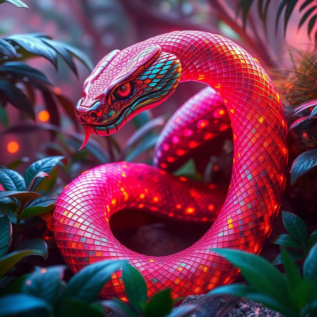Gemstone Snakes in a Fiery Jungle Pit