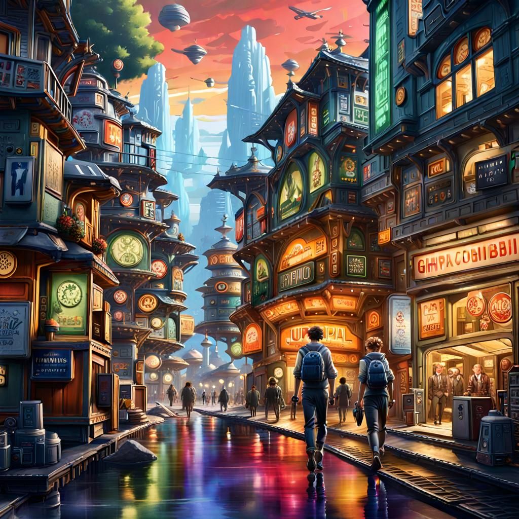 Cyberpunk Utopia: Colorful Future Cityscape