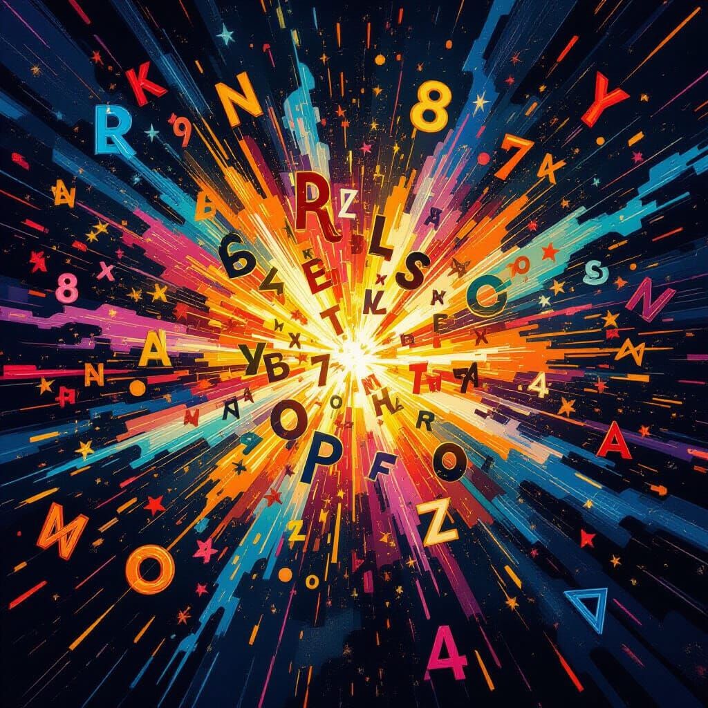 Explosion of Letters and Numbers in Abstract Expressionist S...