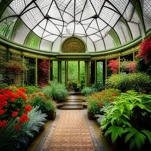 Raindrops on Crystal Dome in Opulent Garden