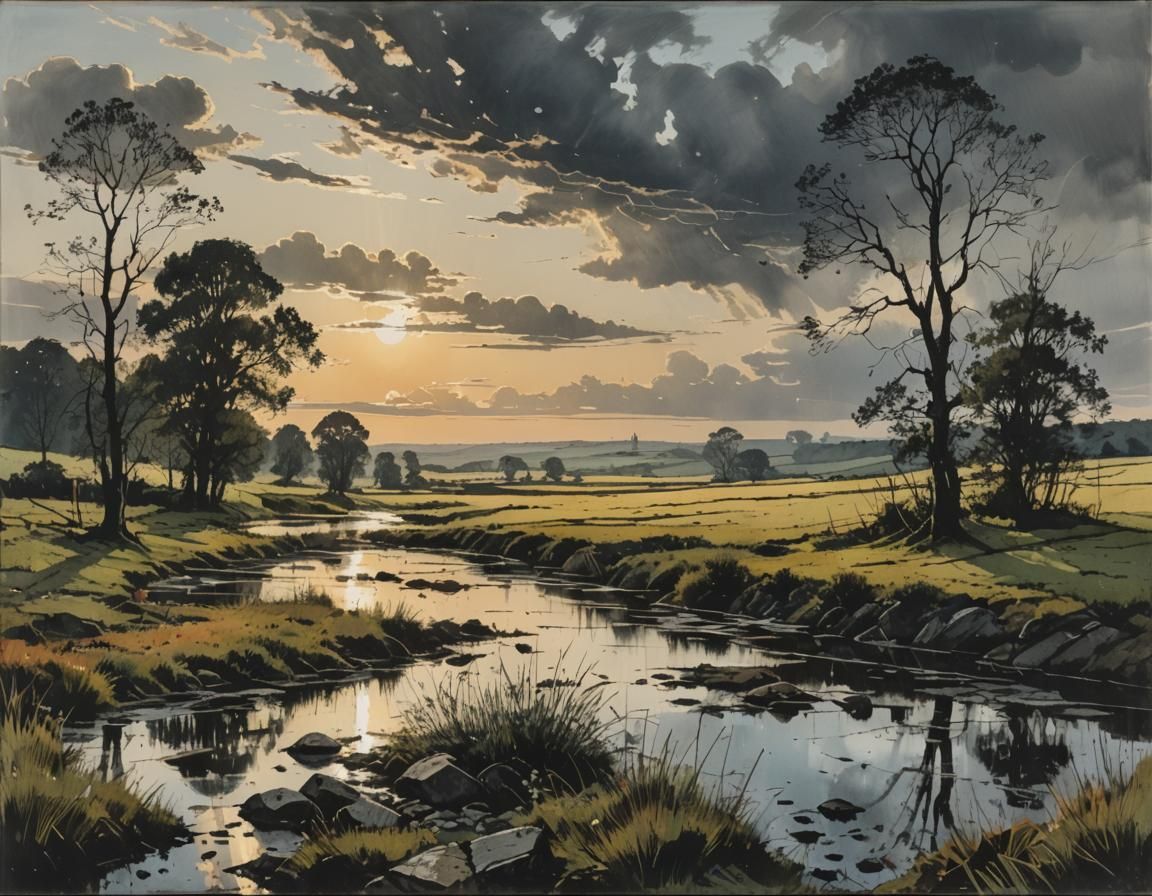 Shining Summer Landscape After the Rain