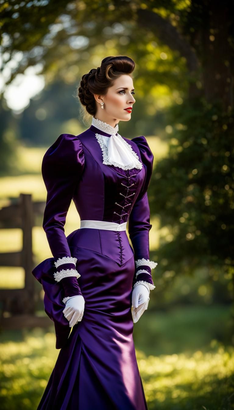Elegant Woman at Country Fair in 1890s Style