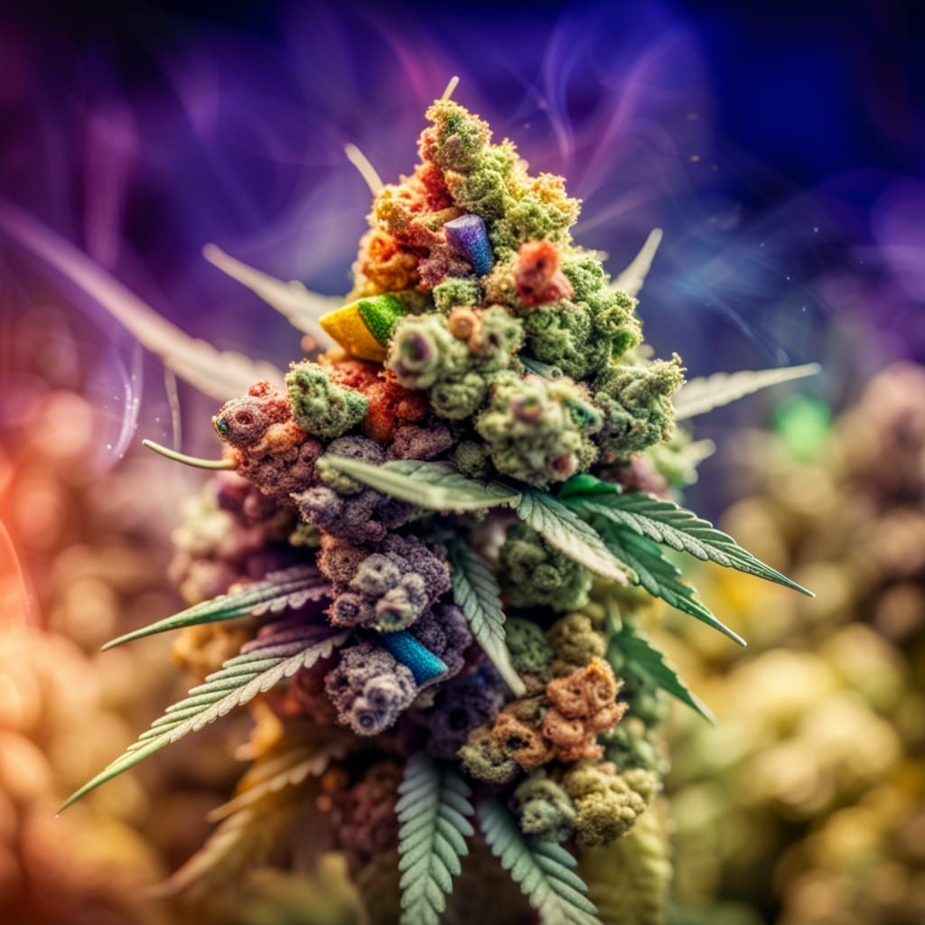 Rainbow Marijuana Joint: Hyperrealistic Colorful Buds
