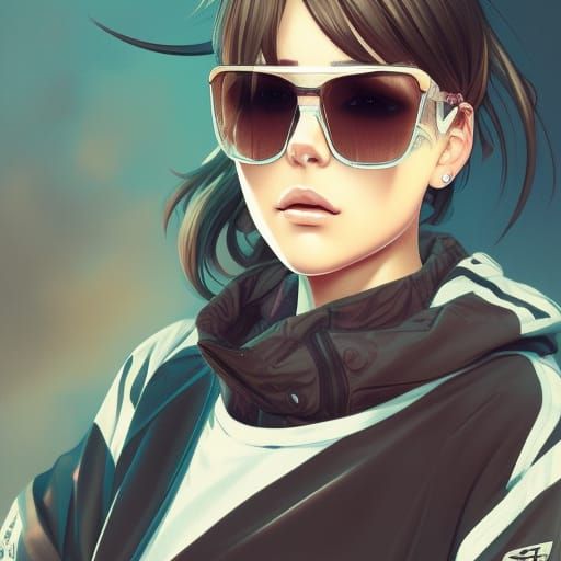 Manga-Style Portrait in Streetwear, Hyperdetailed Art