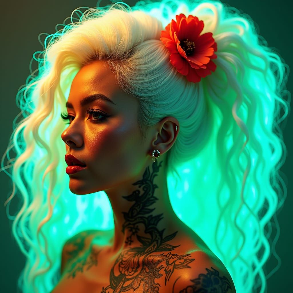 Puerto Rican Model with Dragon Tattoos in Cyberdelic Rococo ...