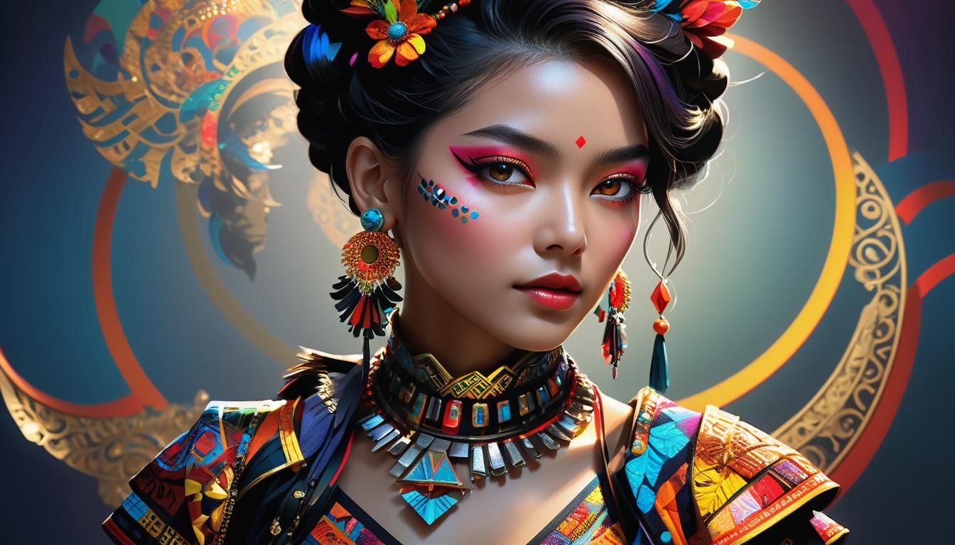 Woman in Artistic Outfit Concept Art Portrait