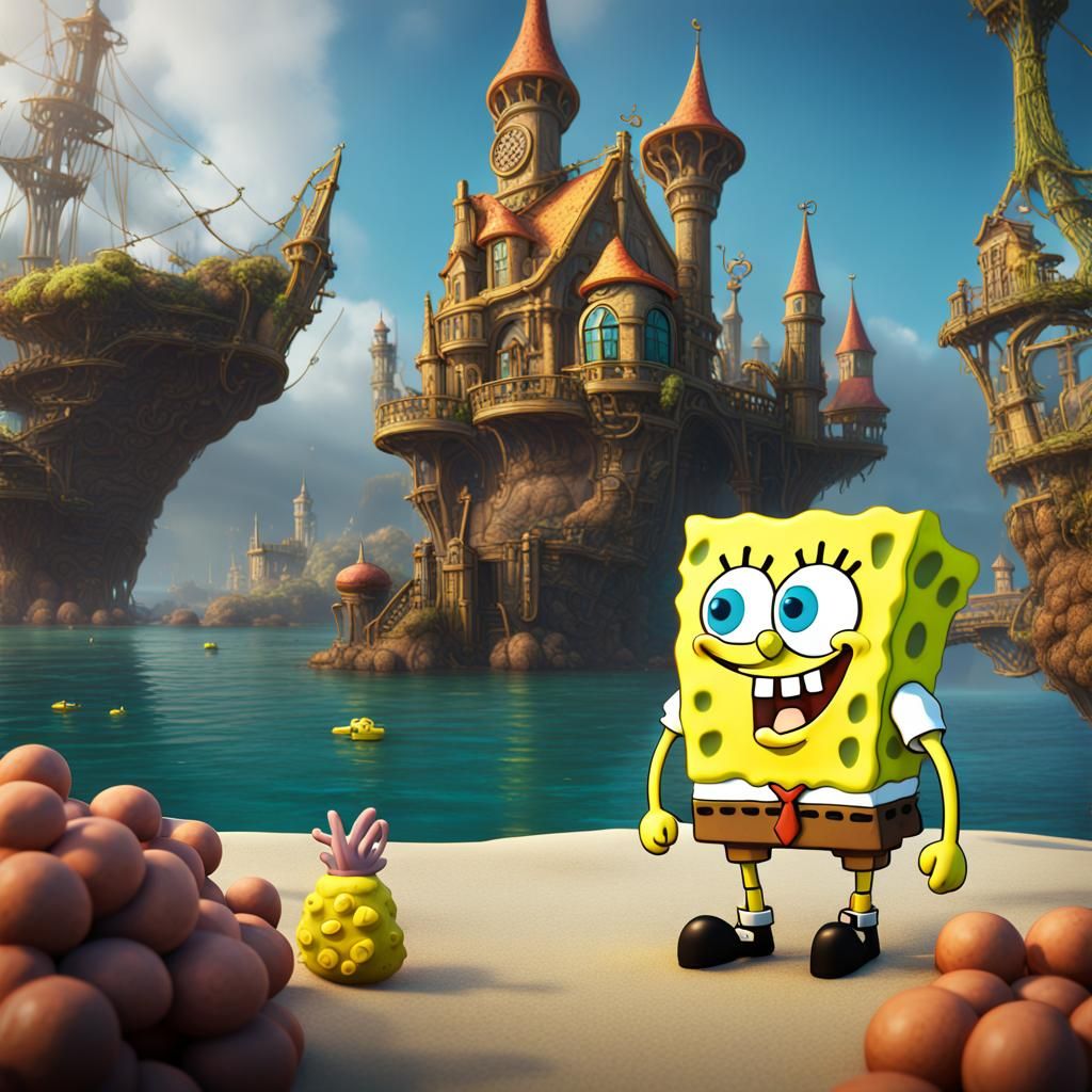 Detailed Matte Painting of Spongebob