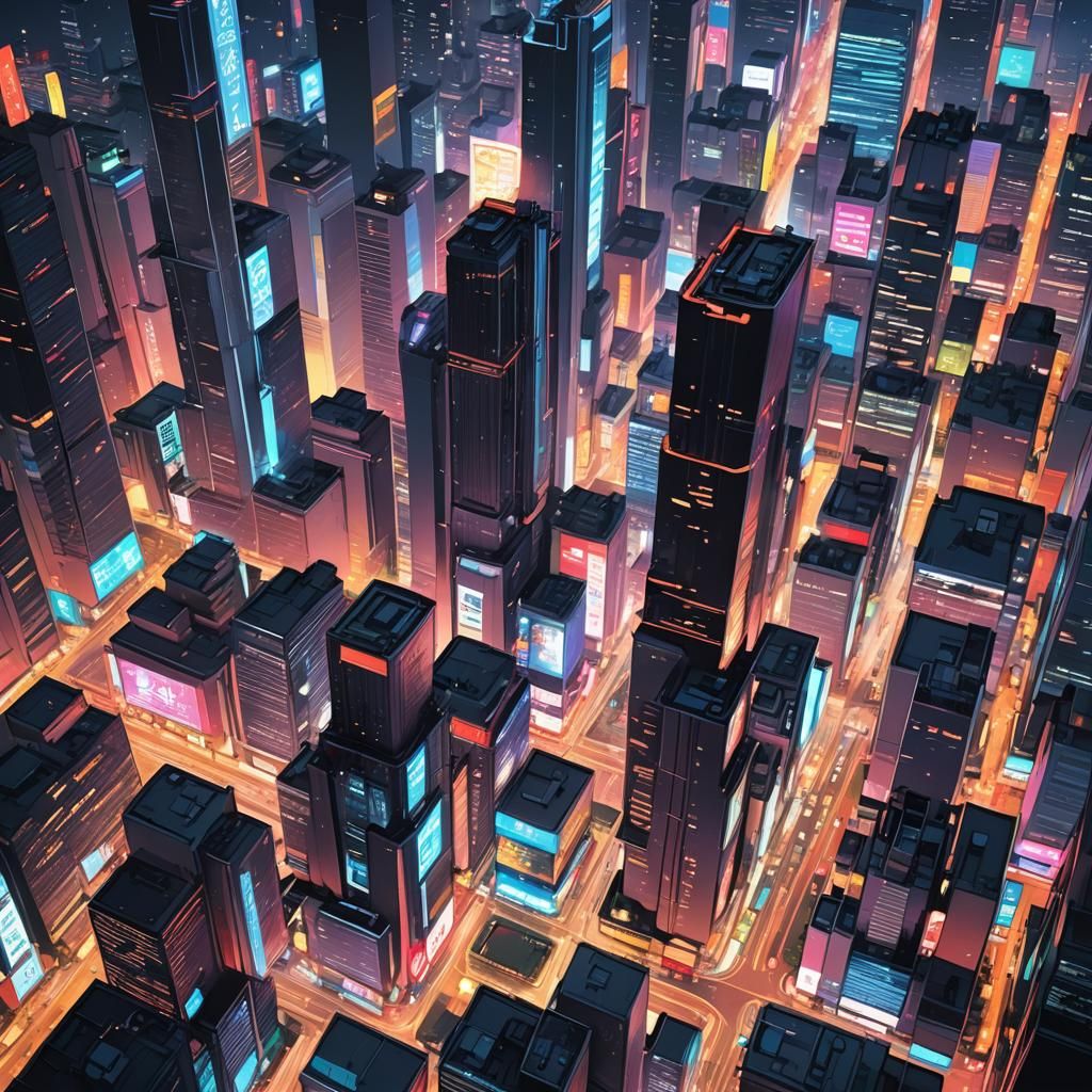Cyberpunk Cityscape in Anime Style