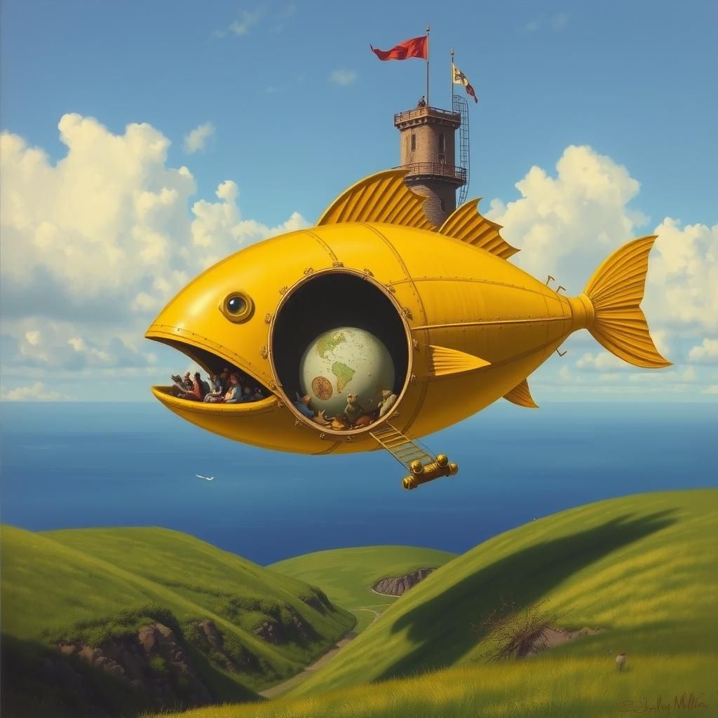 Fantastical Fish Blimp in Bright Colors