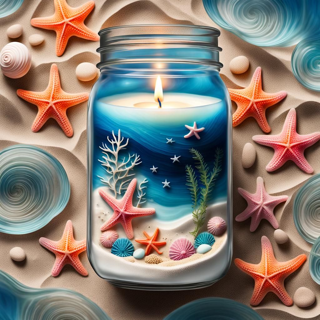 Candle in Jar with Starfish: Mystical Realism
