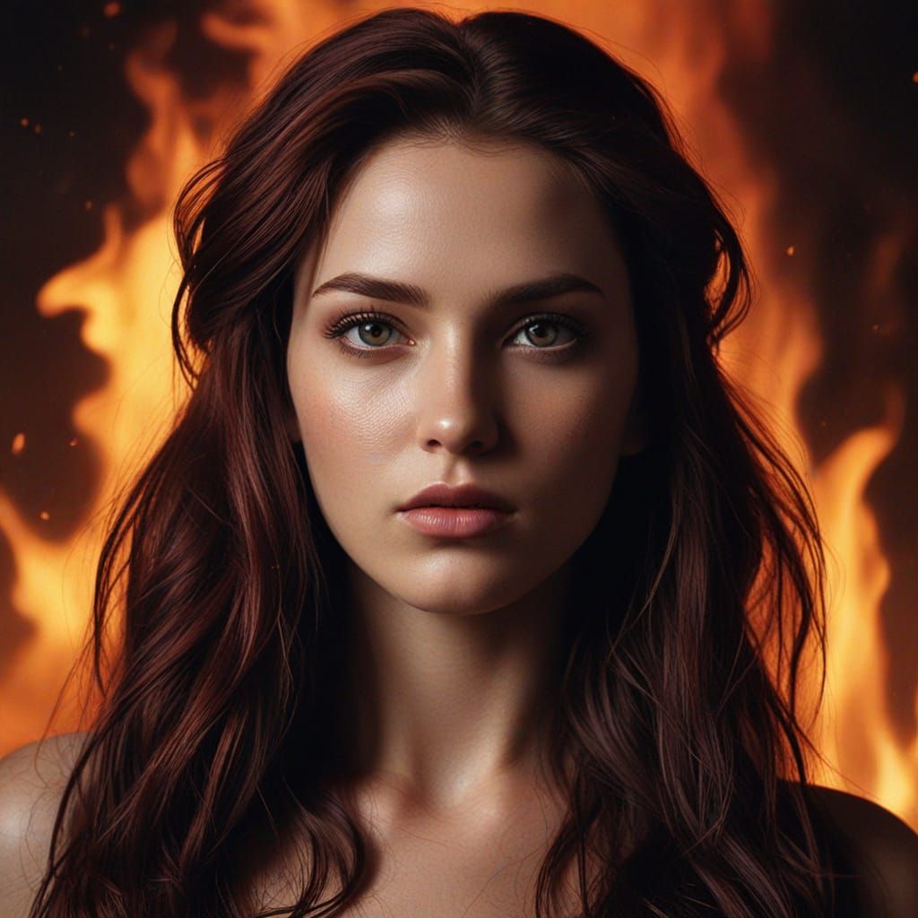 Dystopian Fire Goddess in an Oil Painting Style