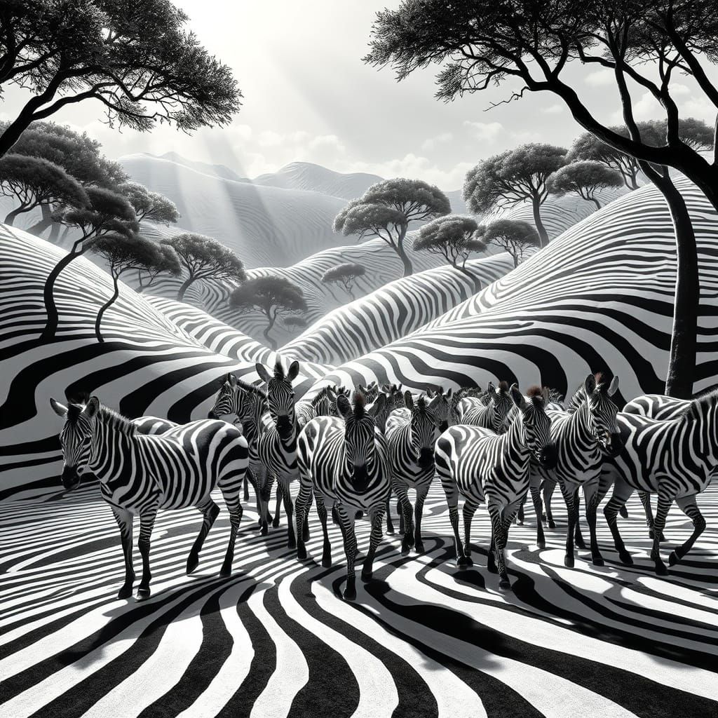 Zebras in a Black-and-White Wonderland