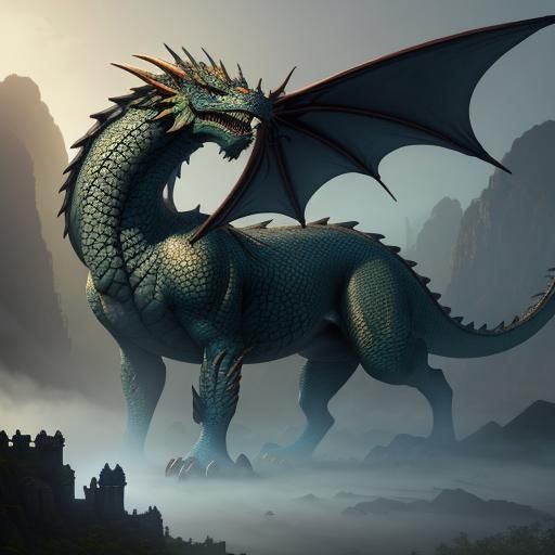 Epic Dragon on Pickle in Fantasy World