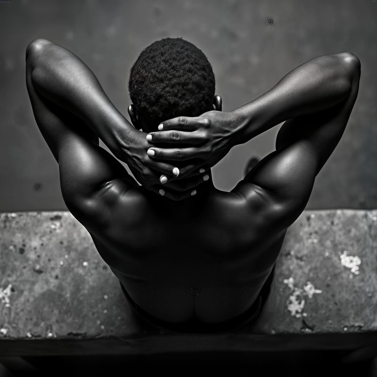 Black Man in Despair: A Black and White Photo