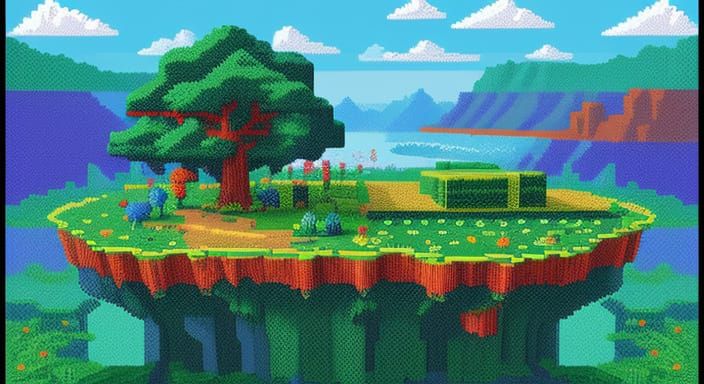 Vibrant 8-Bit Digital Oasis