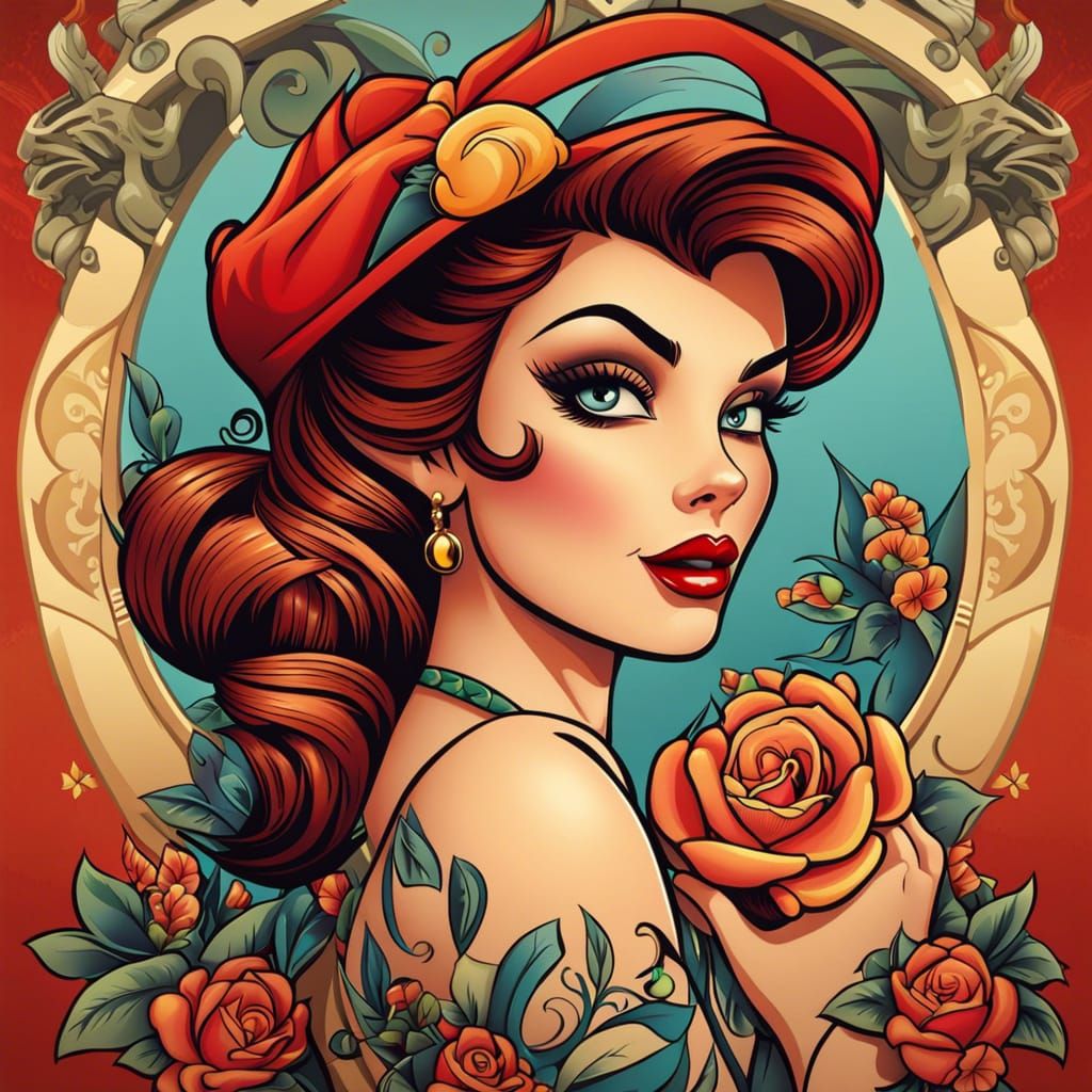Gorgeous Tattooed Cartoon Pin-Up in 4K