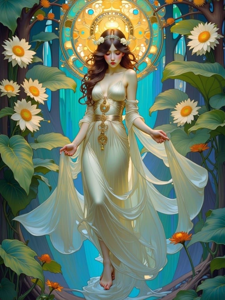 Ethereal Woman in Art Nouveau Style