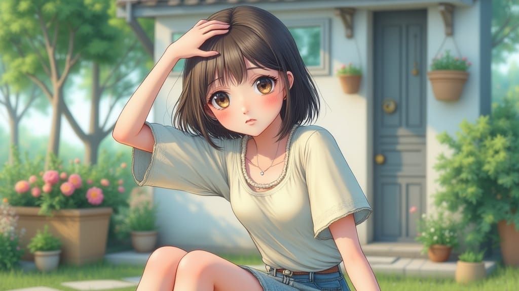 Dizzy Girl in Pastel Animation Style