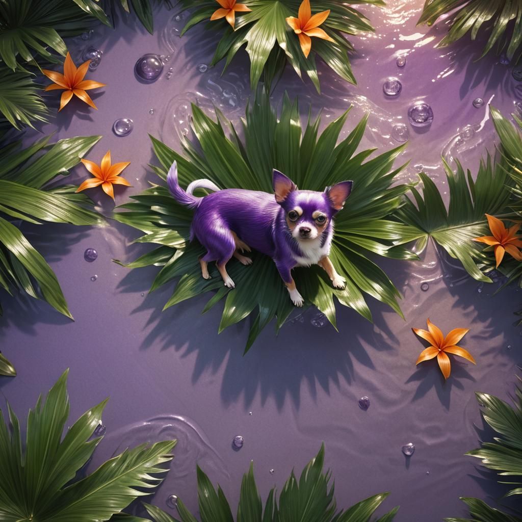 Purple Chihuahua Lost at Sea: Fantasy Concept Art