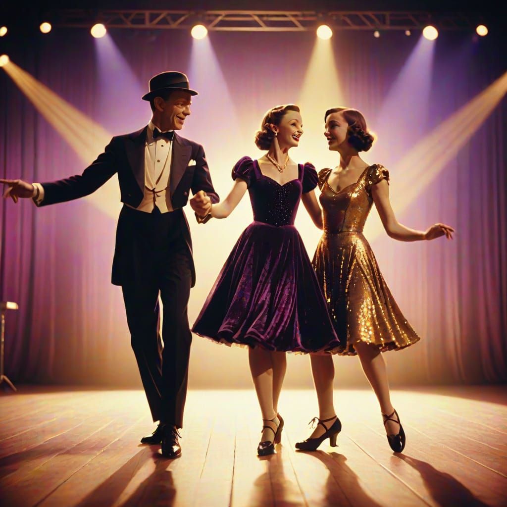 Tap Dancing Duo Shines on Stage in Lavish Violet Velvet