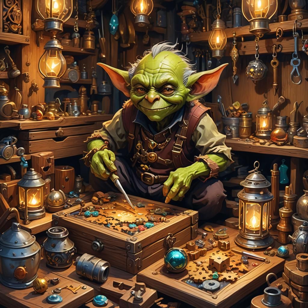 Goblin Artisan's Puzzle Box: Digital Concept Art
