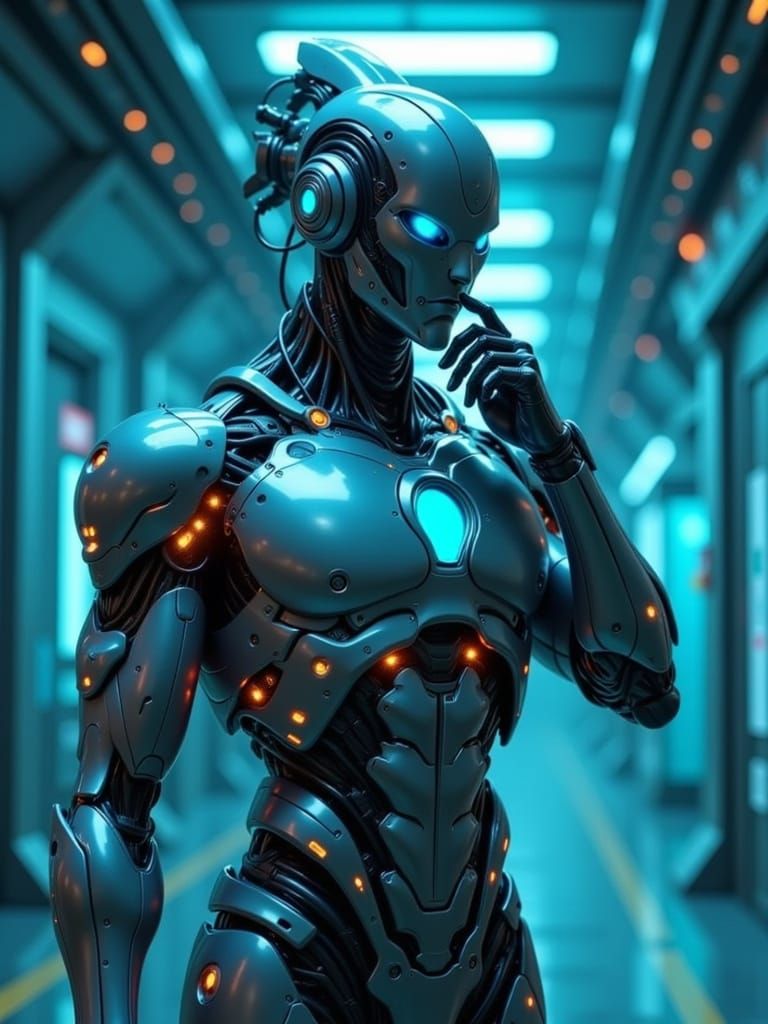 Futuristic Cyborg in Cyberpunk Style