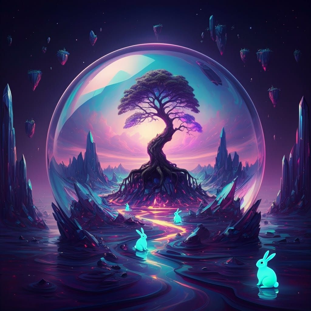 Surreal Cosmic Landscape in a Shattered Crystal Vortex