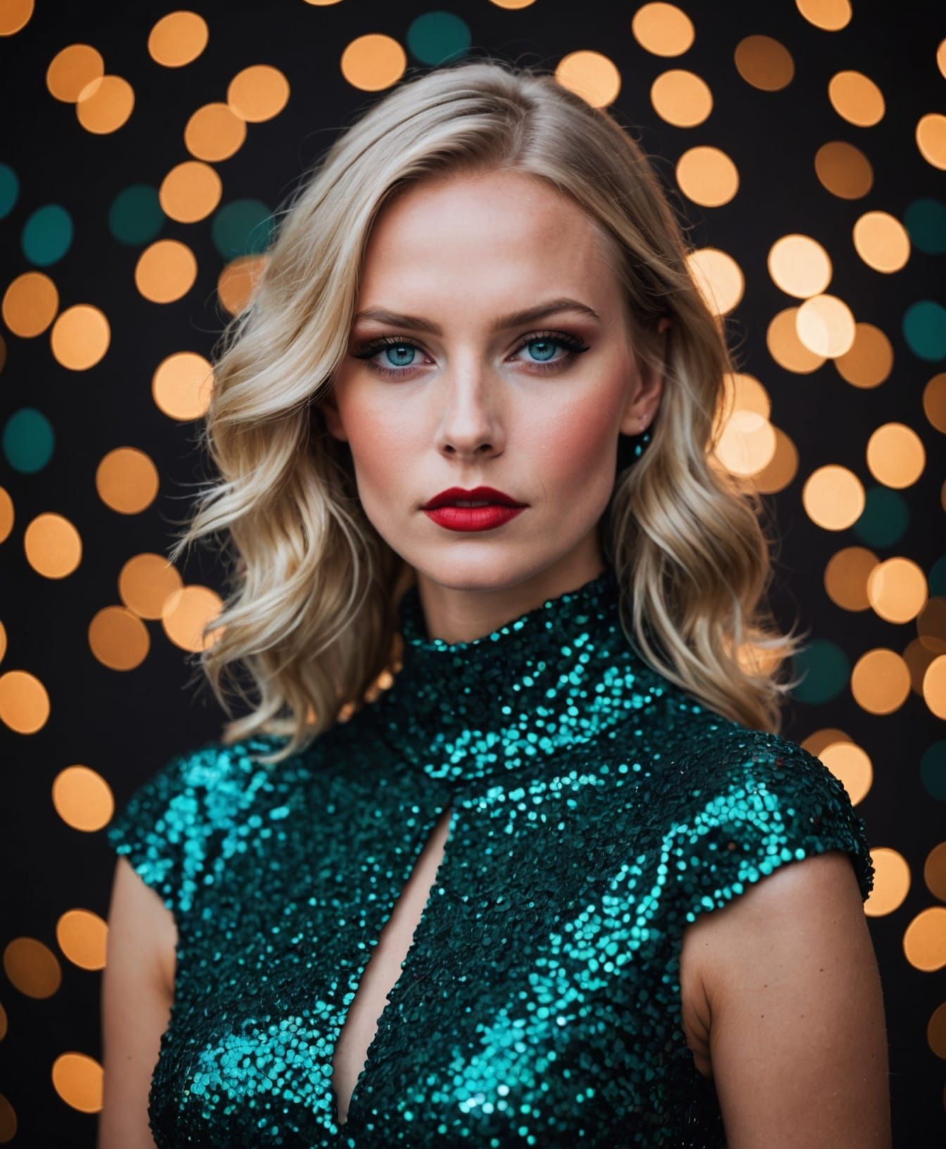 Glamorous Swedish Fashion Model in Sequined Gown