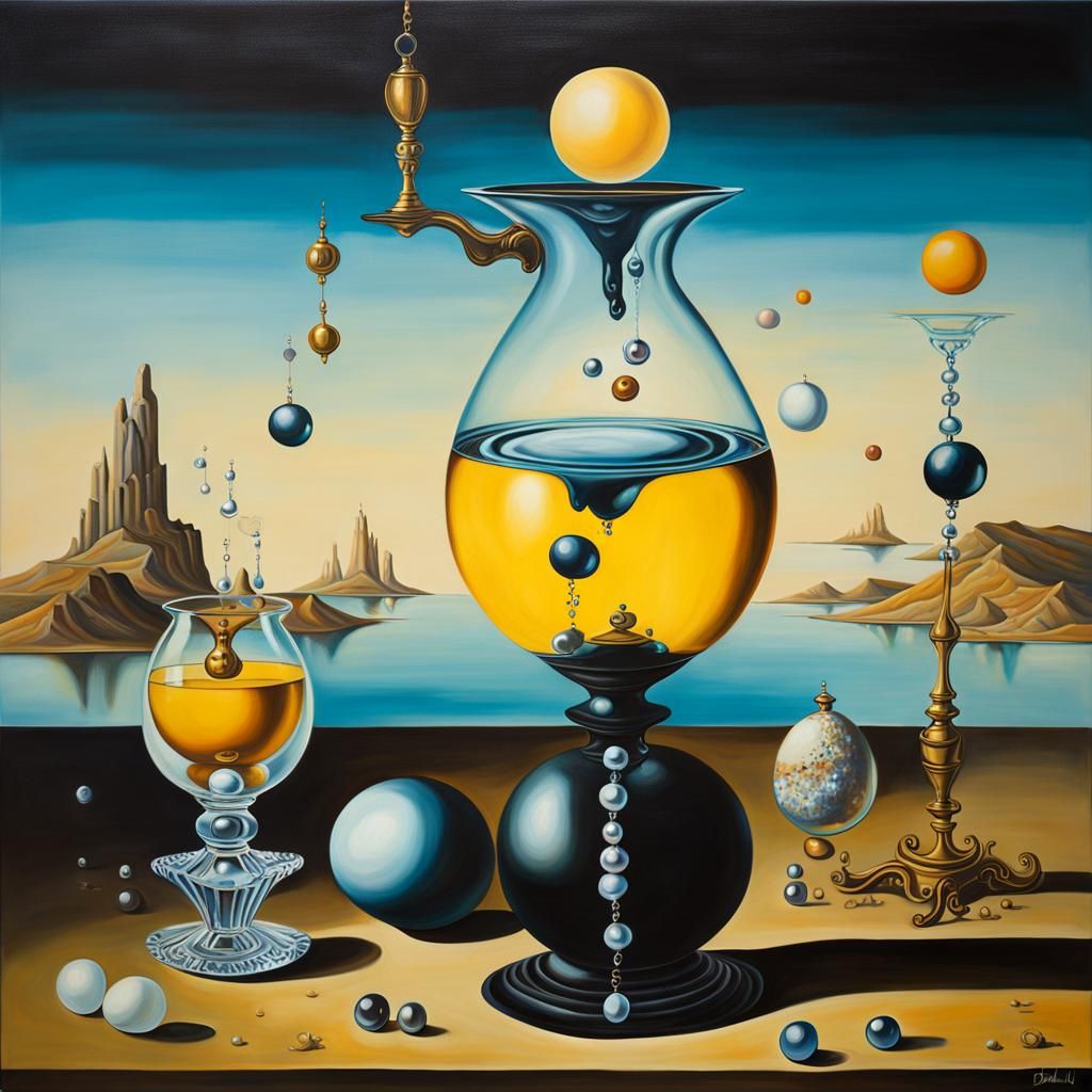 Surreal Orbs and Pearls in Dali Style