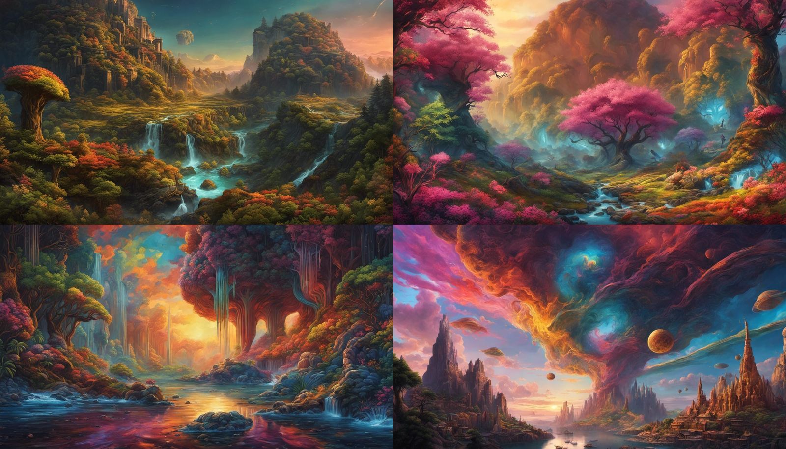 Psychedelic Dreamscape Digital Painting in Neon Colors