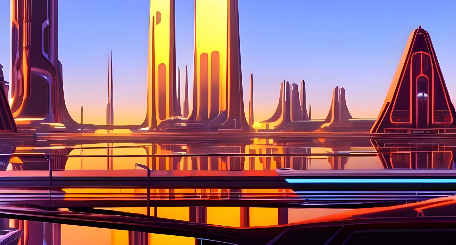 Cyberpunk Cityscape with Allium and Retrofuturistic Elements