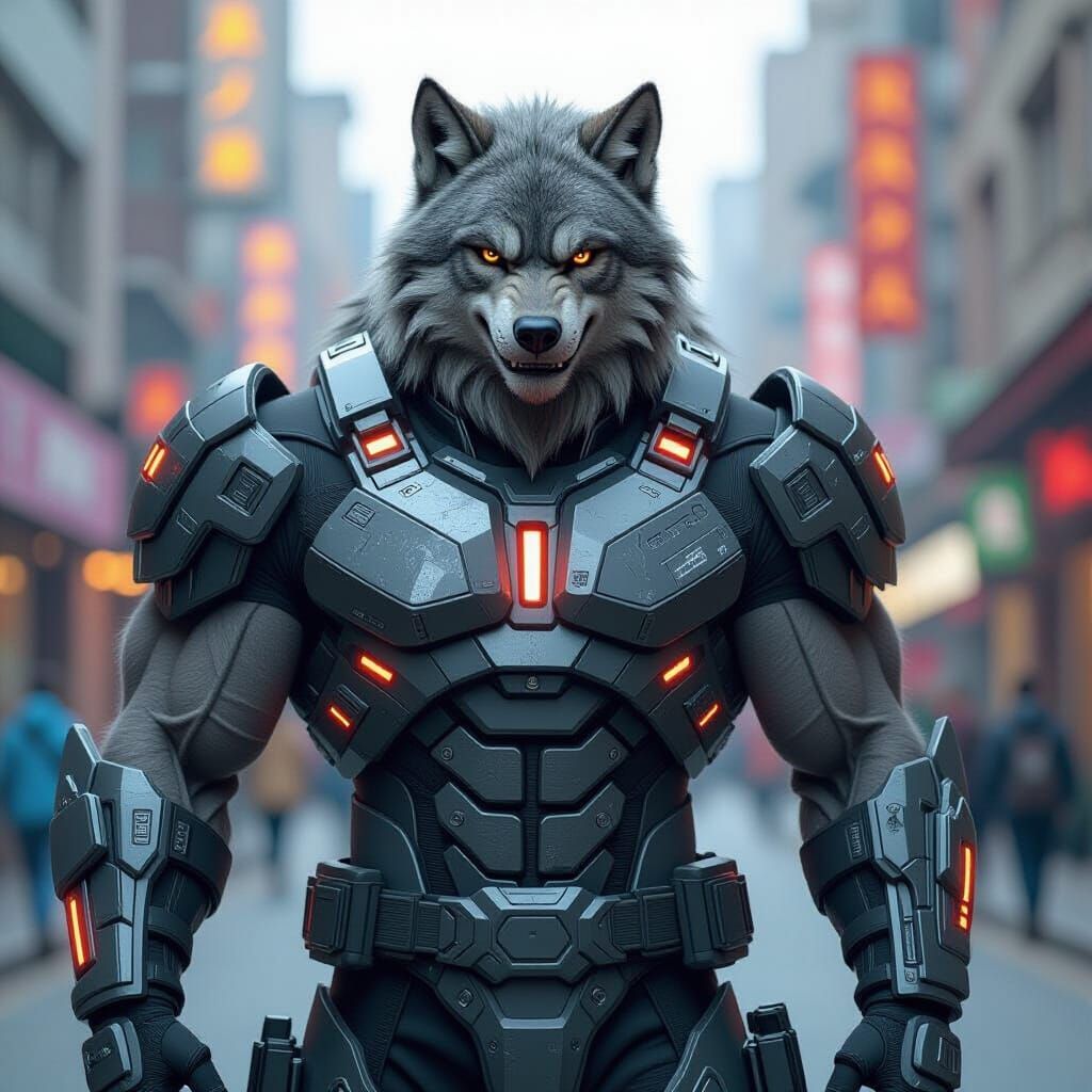 Muscular Werewolf Warrior in Robotech Anime Style