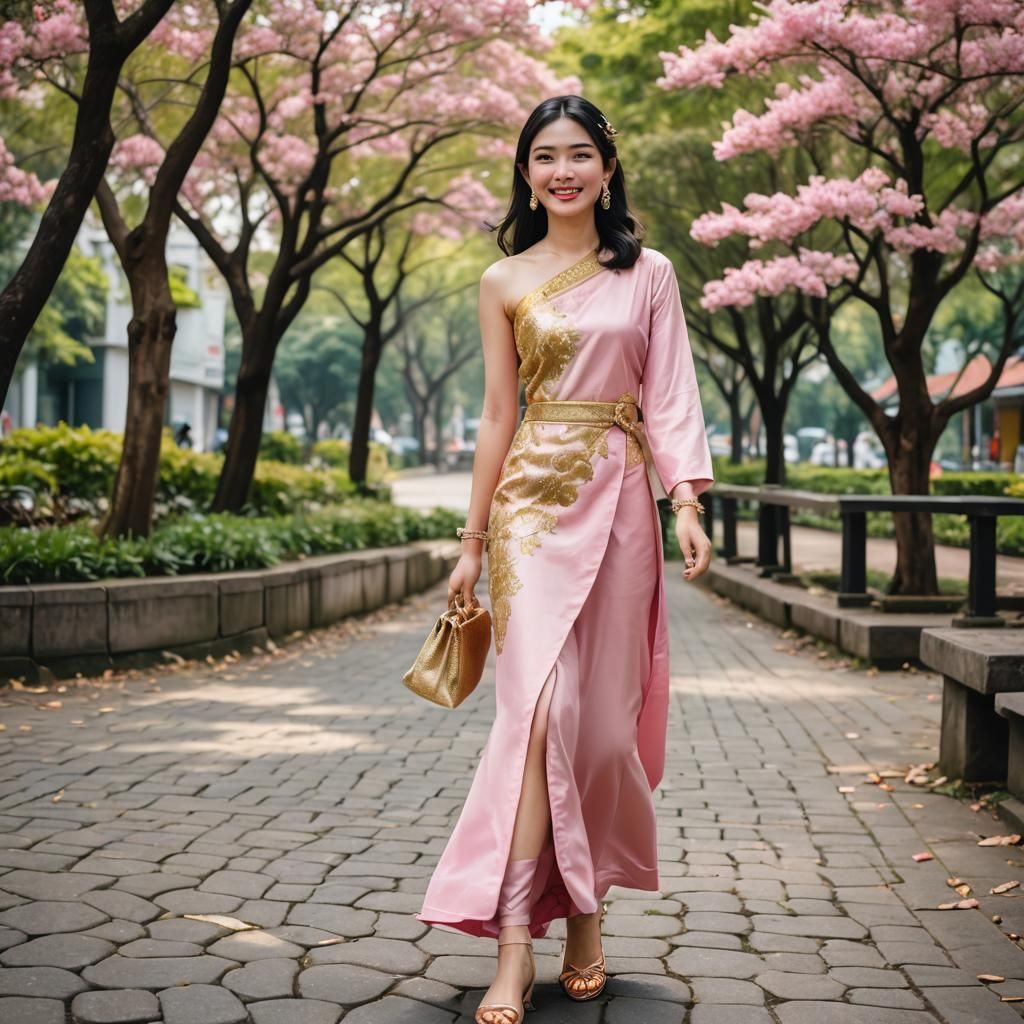 Asian Woman in Thai Dress: Fashion Photography