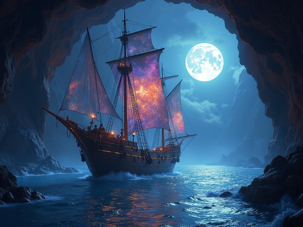 Dragon-Ship Voyage to New Lands: Cosmic Illustration