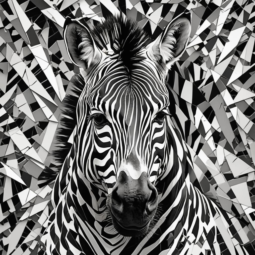Mesmerizing Zebra Optical Art in Geometric Abstraction Style